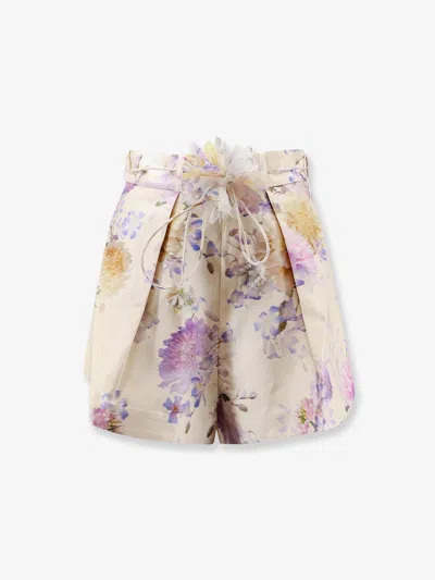 Zimmermann Luna Silk And Cotton Shorts In Pattern