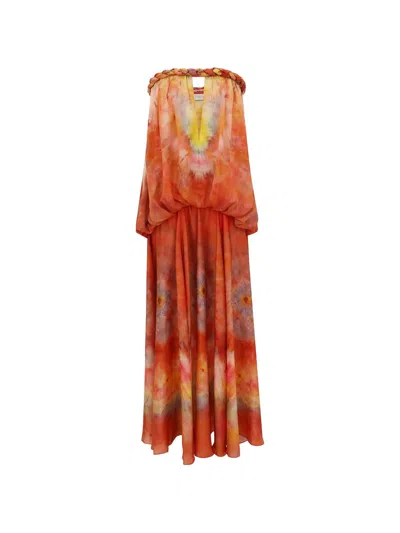 Zimmermann Luna Tie-dye Braided-neck Maxi Dress In Multi
