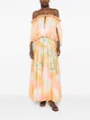 Zimmermann Luna Twist Off-the-shoulder Cutout Gathered Printed Silk-satin Maxi Dress In Multi