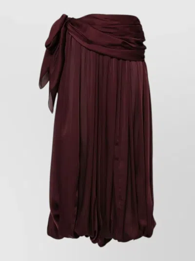 Zimmermann Luna Silk Skirt High Waist Draped In Burgundy