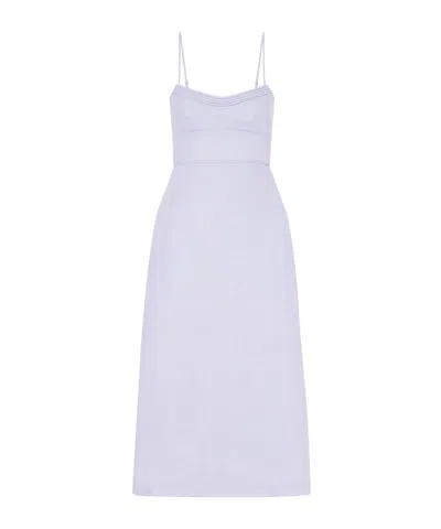 Zimmermann Luna Linen Midi Dress In Blue