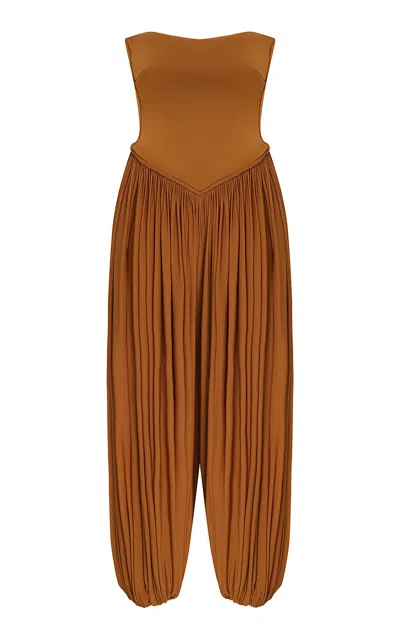 Zimmermann Luna Strapless Jumpsuit In Brown