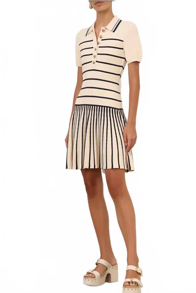 Zimmermann Luna Striped Polo Mini Dress In Cream Navy In Neutral
