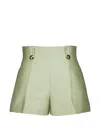 Zimmermann Luna Wool And Silk-blend Shorts In Green