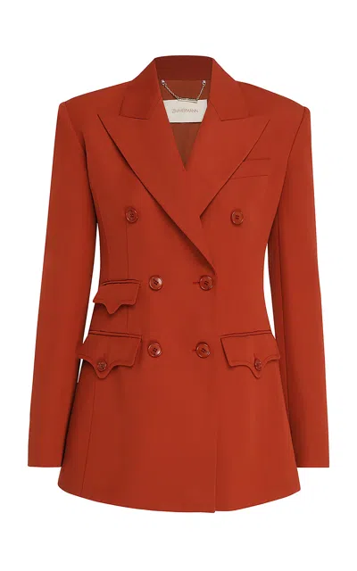 Zimmermann Luna Tailored Wool-blend Blazer In Brown