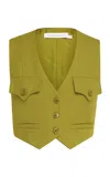 Zimmermann Luna Tailored Wool-blend Vest In Green