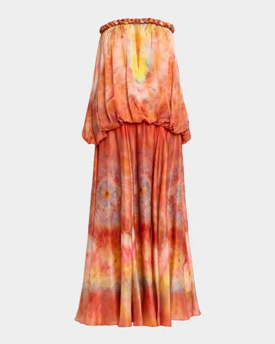 Zimmermann Luna Twist Bandeau Gown In Multi