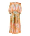 Zimmermann Luna Twist Off-the-shoulder Cutout Gathered Printed Silk-satin Maxi Dress In Multi