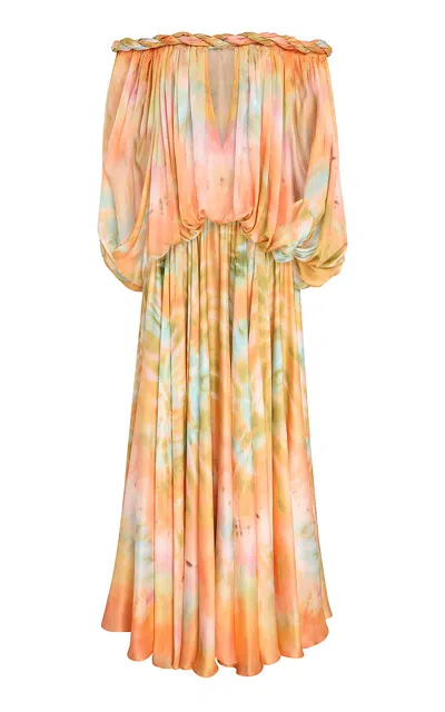 Zimmermann Luna Twist-detailed Silk Gown In Multi
