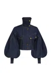 Zimmermann Luna Utility Denim Bomber Jacket In Blue