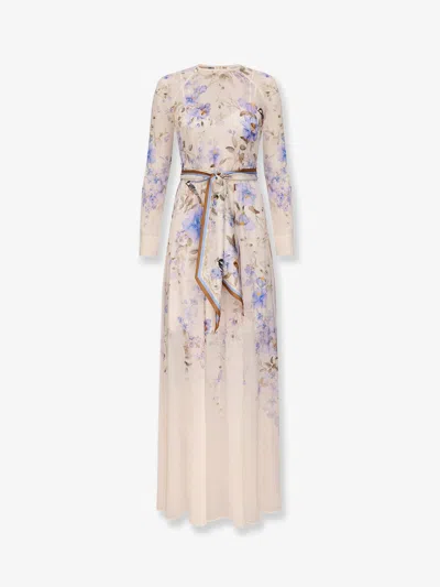 Zimmermann Luna Viscose Dress With Floral Print In Animal Print