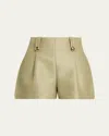 Zimmermann Luna Wool And Silk-blend Shorts In Brown