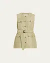 Zimmermann Luna Belted Wool And Silk-blend Vest In Brown