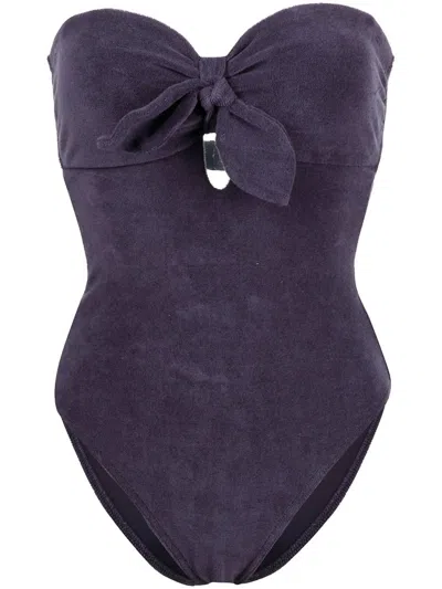 Zimmermann Lyre Tie-detailed Swimsuit In Purple