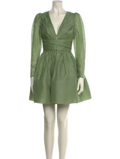 Pre-owned Zimmermann Lyrical Cross Over Mini Mini Dress W/ Tags In Green