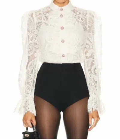 Zimmermann Lyrical Lace Blouse In Cream In White