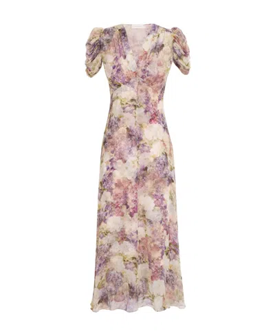 Zimmermann Lyrical Floral-print Midi Dress In Multicolor