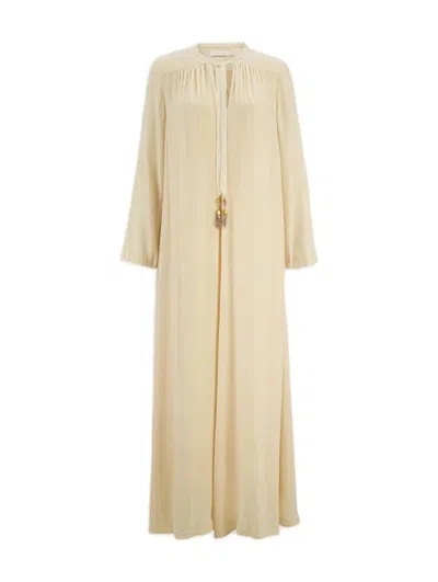Zimmermann Lyrical Bead-embellished Velvet Maxi Dress In Beige