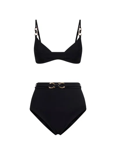 Zimmermann Mahogany Belted Ring-detail Bikini In Black