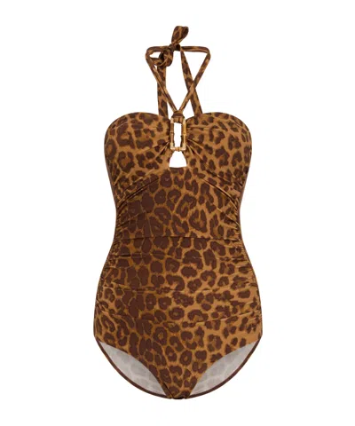 Zimmermann Mahon Bamboo-link Swimsuit In Brown