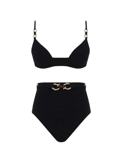 Zimmermann Mahon Belted Chain-link Bikini In Black