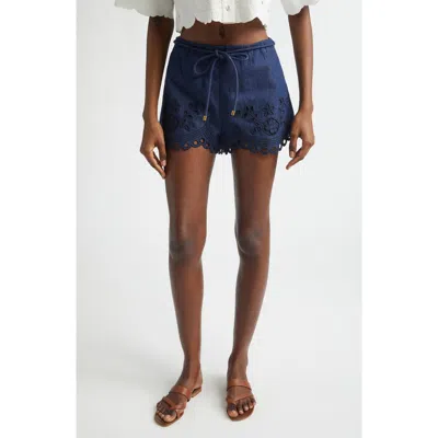 ZIMMERMANN ZIMMERMANN MAHON BRODERIE ANGLAISE DENIM SHORTS