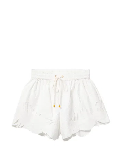 Zimmermann Womens Ivory Mahon Embroidered Cotton Shorts Xl In White