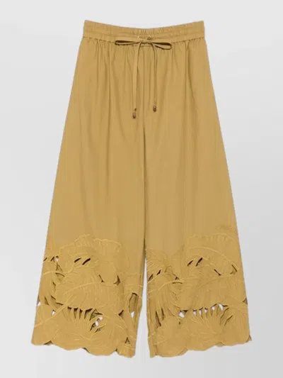 Zimmermann Mahon Cotton Shorts Wide Leg Embroidery In Nude