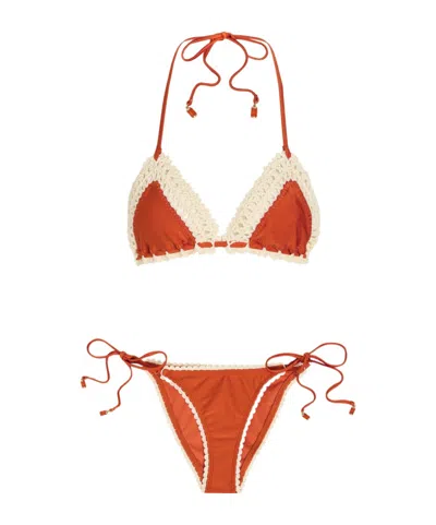 Zimmermann Mahon Crochet Stretch-polyamide Bikini In Orange