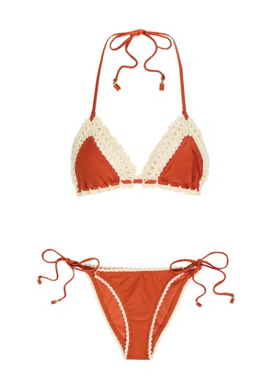 Zimmermann Mahon Crochet Stretch-polyamide Bikini In Orange