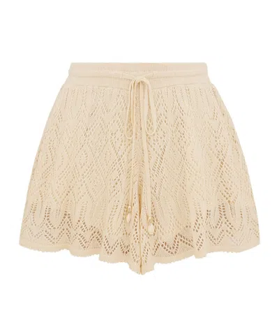 Zimmermann Mahon Crochet-knit Drawstring Shorts In Multi