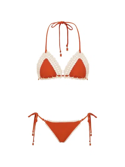 Zimmermann Mahon Crochet-trim Bikini In Brown