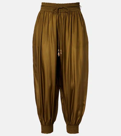 Zimmermann Womens Olive Mahon Silk Harem Trousers In Black