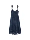 Zimmermann Mohan Broderie Anglaise Trim Denim Midi Dress In Blue