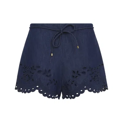 Zimmermann Mahon Denim Shorts In Navy