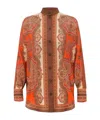 Zimmermann Tangerine Paisley-print Silk Habotai Mahon Dolman Shirt In Multi