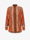 Zimmermann Tangerine Paisley-print Silk Habotai Mahon Dolman Shirt In Brown