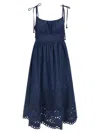 Zimmermann Mohan Broderie Anglaise Trim Denim Midi Dress In Blue
