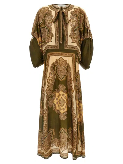 Zimmermann Mahon Paisley Print Habutai Silk Maxi Dress In Green