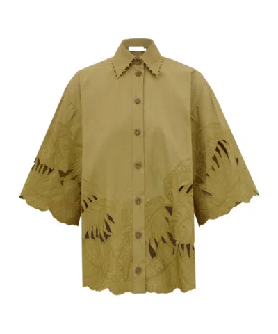 Zimmermann Mahon Embroidered Shirt In Green