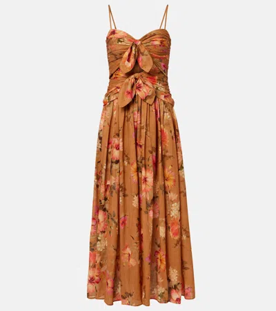 Zimmermann Mahon Floral Silk Maxi Dress In Black