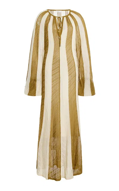 Zimmermann Mahon Knitted Cotton Maxi Dress In Multi