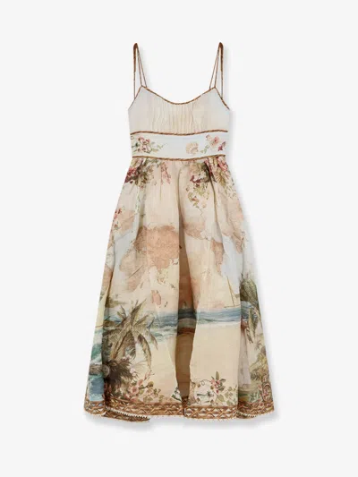 Zimmermann Mahon Linen Dress In Sand