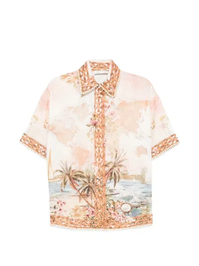 Zimmermann Mahon Linen Shirt In Multi