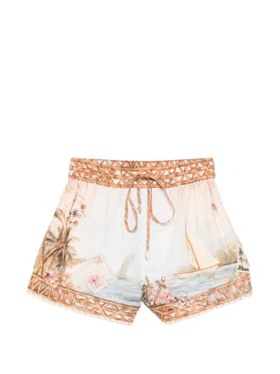 Zimmermann Mahon Linen Shorts In Multi
