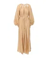 Zimmermann Silk Mini Dress With Billow Sleeves And Adjustable Chain In Brown
