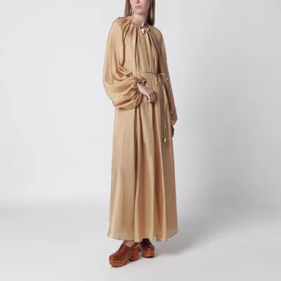 Zimmermann Mahon Maxi Dress In Silk Habotai Champagne In Gold