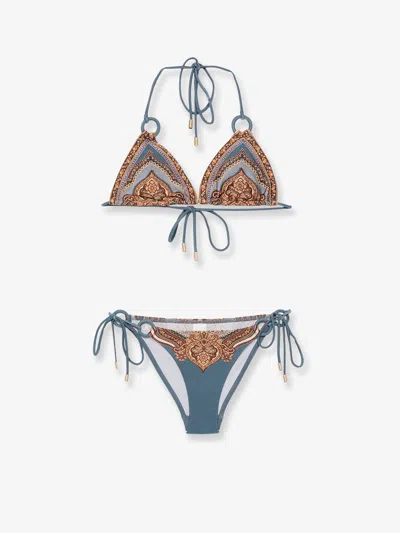 ZIMMERMANN MAHON NYLON BIKINI WITH PAISLEY PRINT