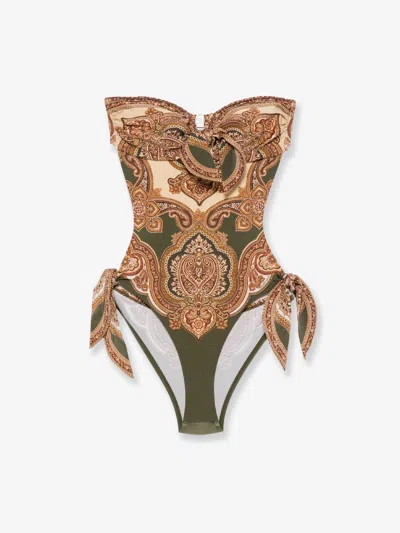 Zimmermann Mahon Nylon One-piece Swimsuit With Paisley Print In Multi