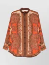 Zimmermann Tangerine Paisley-print Silk Habotai Mahon Dolman Shirt In Multi